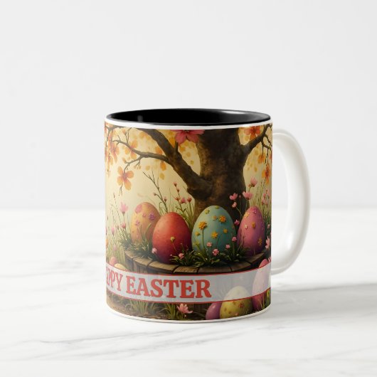 Spring Blossom Magic with Easter Egg Splendor ツートーンマグカップ (正面右)