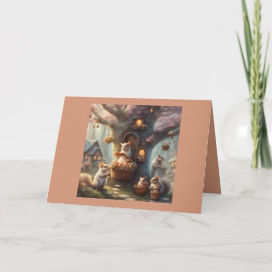 Spring blossoms Birthday with squirrels card シーズンカード (正面)