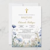 Spring blue wild flower baptism  招待状 (正面)