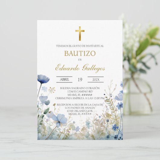 Spring blue wild flower baptism  招待状 (スタンド正面)