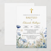 Spring blue wild flower baptism  招待状 (正面/裏面)