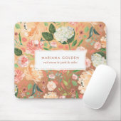Spring Blush Peach Watercolor Floral Gold Personal マウスパッド (マウス)