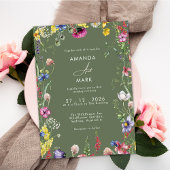 Spring Boho Chic Colorful Wildflower Wedding  招待状