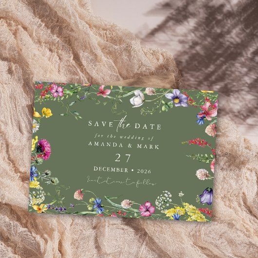 Spring Boho Chic Colorful Wildflower Wedding  招待状