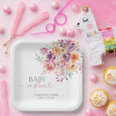 Spring Boho Garden Floral Baby In Bloom ペーパープレート (パーティー)