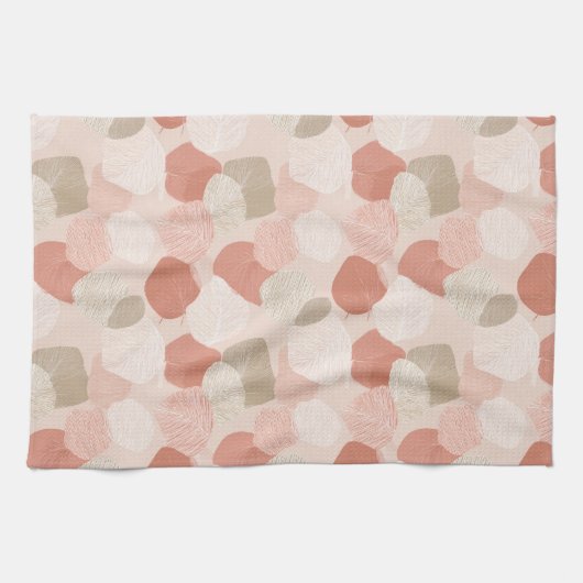 Spring Botanical Blush Sage Leaves Kitchen Towels キッチンタオル (横)