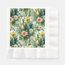 Spring Botanical Floral Easter Napkins 縁ありランチョンナプキン