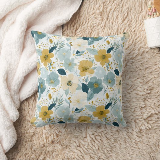 Spring Botanical Floral  Throw Pillow クッション (ブランケット)