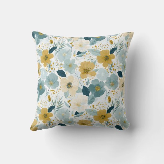 Spring Botanical Floral  Throw Pillow クッション (裏面)