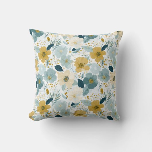 Spring Botanical Floral  Throw Pillow クッション (正面)