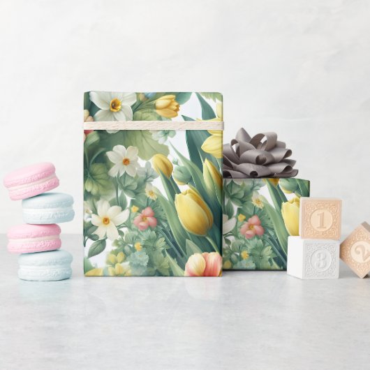 Spring Botanical Floral Wrapping Paper ラッピングペーパー (ベビーシャワー)
