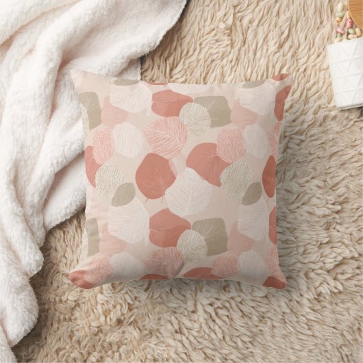 Spring Botanical Leaves in Blush Sage Throw Pillow クッション (ブランケット)