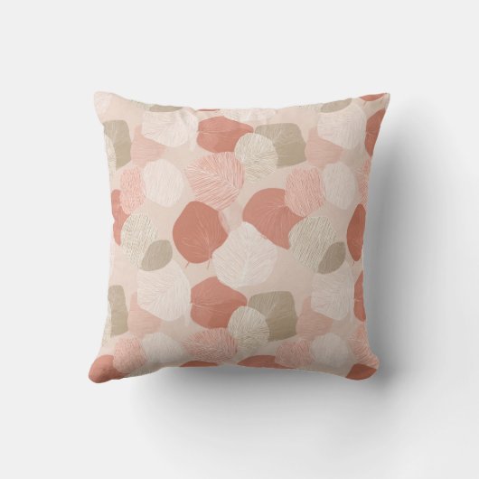 Spring Botanical Leaves in Blush Sage Throw Pillow クッション (裏面)