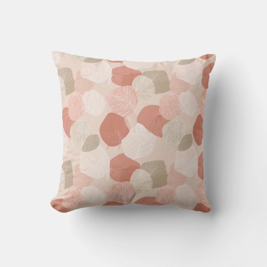 Spring Botanical Leaves in Blush Sage Throw Pillow クッション (正面)