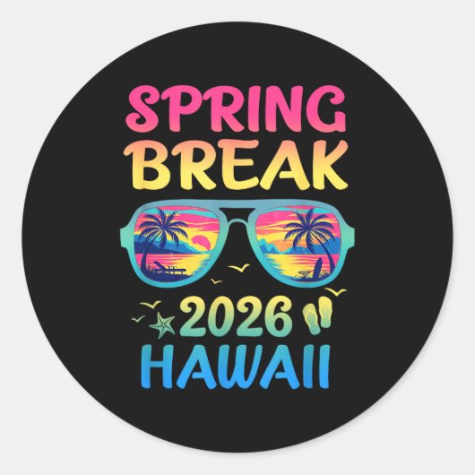 Spring Break Hawaii 2026 Vacation Trip Sungles ラウンドシール (正面)