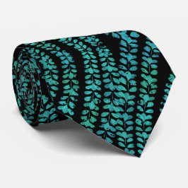 Spring Break Leaves Turquoise Colored Pattern Art ネクタイ