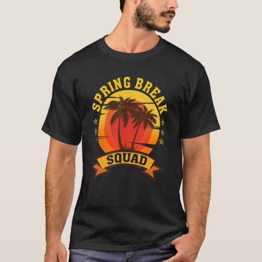 Spring Break Squad 2023 Retro Beach Sunset Matchin Tシャツ (正面)