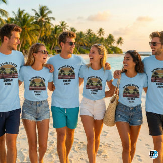 Spring Break Squad 2026 Retro Sunset Palm Trees Tシャツ