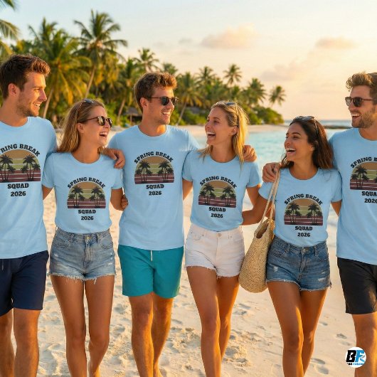 Spring Break Squad 2026 Retro Sunset Palm Trees  Tシャツ
