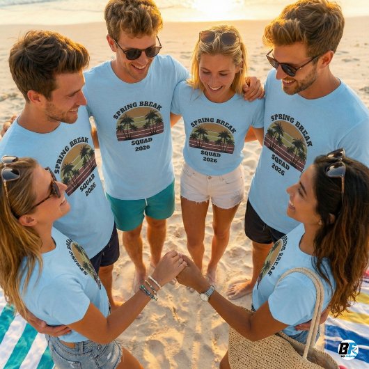 Spring Break Squad 2026 Retro Sunset Palm Trees  Tシャツ