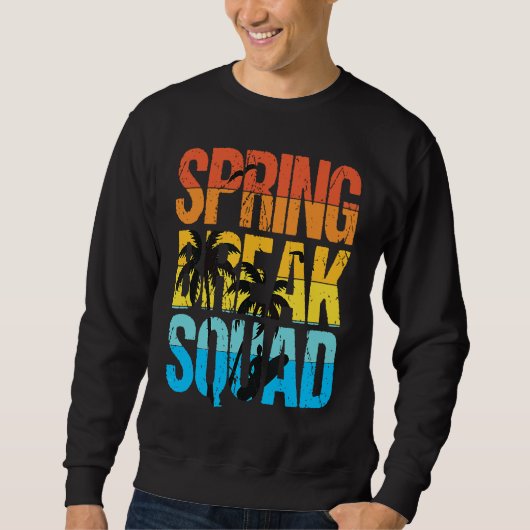 Spring Break Squad Beach Surfer Palm Tree Artwork スウェットシャツ (正面)