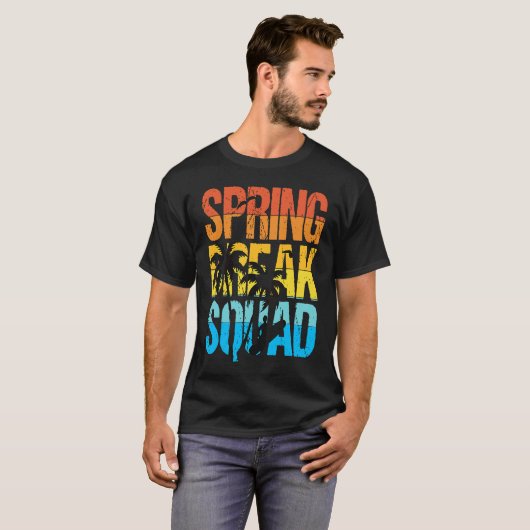 Spring Break Squad Beach Surfer Palm Tree Artwork Tシャツ (正面フル)