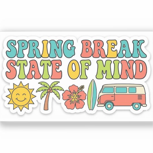 Spring Break State of Mind Aesthetic Beach シール (正面)