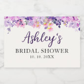 Spring Bridal shower with wildflowers Purple  スパークリングワインラベル (シングルラベル)