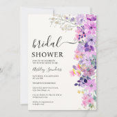 Spring Bridal shower with wildflowers Purple Color 招待状 (正面)