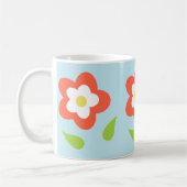 Spring Bubble Flowers (on Blue)  コーヒーマグカップ (左)