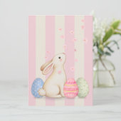 Spring Bunny and Eggs Stripes Flat Easter Card シーズンカード (スタンド正面)