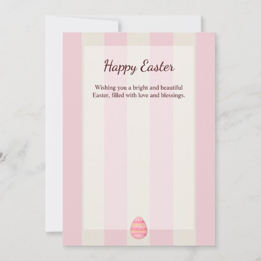 Spring Bunny and Eggs Stripes Flat Easter Card シーズンカード (裏面)