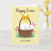 Spring Bunny Couple Easter Card カード (黄色い花)