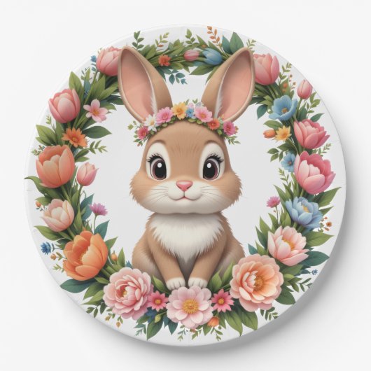Spring Bunny Easter Paper Plate ペーパープレート (正面)