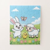 Spring Bunny Kids Puzzle | Bunny Lamb Chick Educat ジグソーパズル (縦)