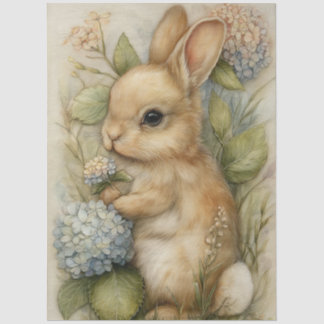 Spring Bunny Rabbit with Floral Watercolor 薄葉紙