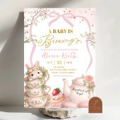 Spring Bunny Tea Baby Is Brewing Baby Shower 招待状