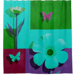 Spring Butterfly Garden Shower Curtain シャワーカーテン