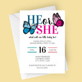 Spring Butterfly Gender Reveal Party Invitation 招待状