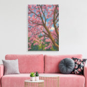 Spring Canopy – 桜の木と青空の絵画 キャンバスプリント (インサイチュ (リビング))