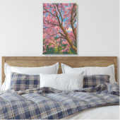 Spring Canopy – 桜の木と青空の絵画 キャンバスプリント (インサイチュ (寝室))