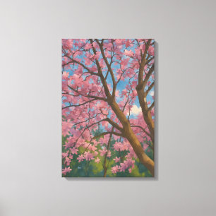 Spring Canopy – 桜の木と青空の絵画 キャンバスプリント
