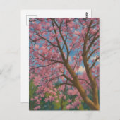Spring Canopy – Blossom Tree & Blue Sky Painting ポストカード (正面/裏面)