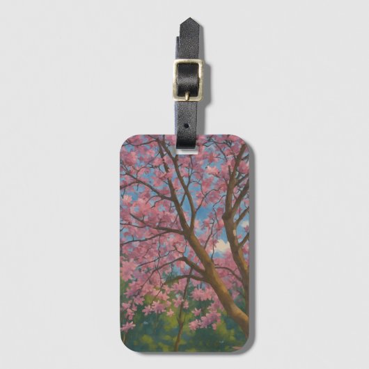 Spring Canopy – Blossom Tree & Blue Sky Painting ラゲッジタグ (正面縦)