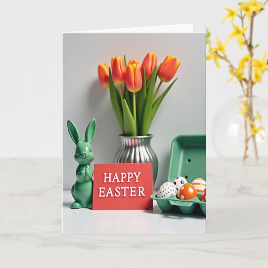 Spring Celebration Rabbit Egg Card カード (黄色い花)