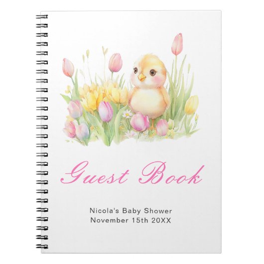 Spring Chick Baby Shower Guest Book ノートブック (正面)