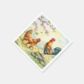 Spring chicken rooster farm country napkins スタンダードカクテルナプキン (角)