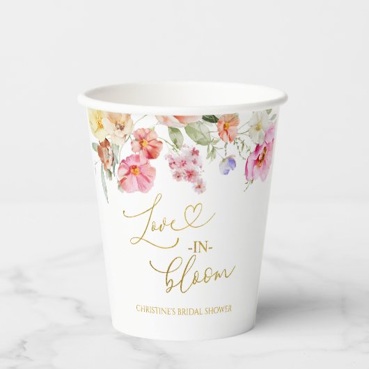Spring Colorful Floral Bridal Shower Paper Cups 紙コップ (正面)