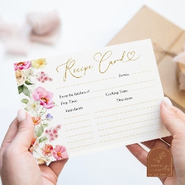Spring Colorful Floral Bridal Shower Recipe Card 招待状