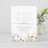 Spring Colorful Wildflower Front & Back Wedding 招待状 (スタンド正面)